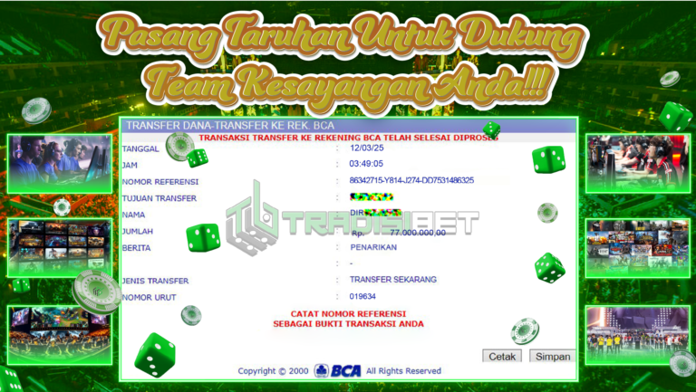 Bukti JP E-SPORT TRADISIBET 12 MARET 2025 Rp 77.000.000,- LUNAS